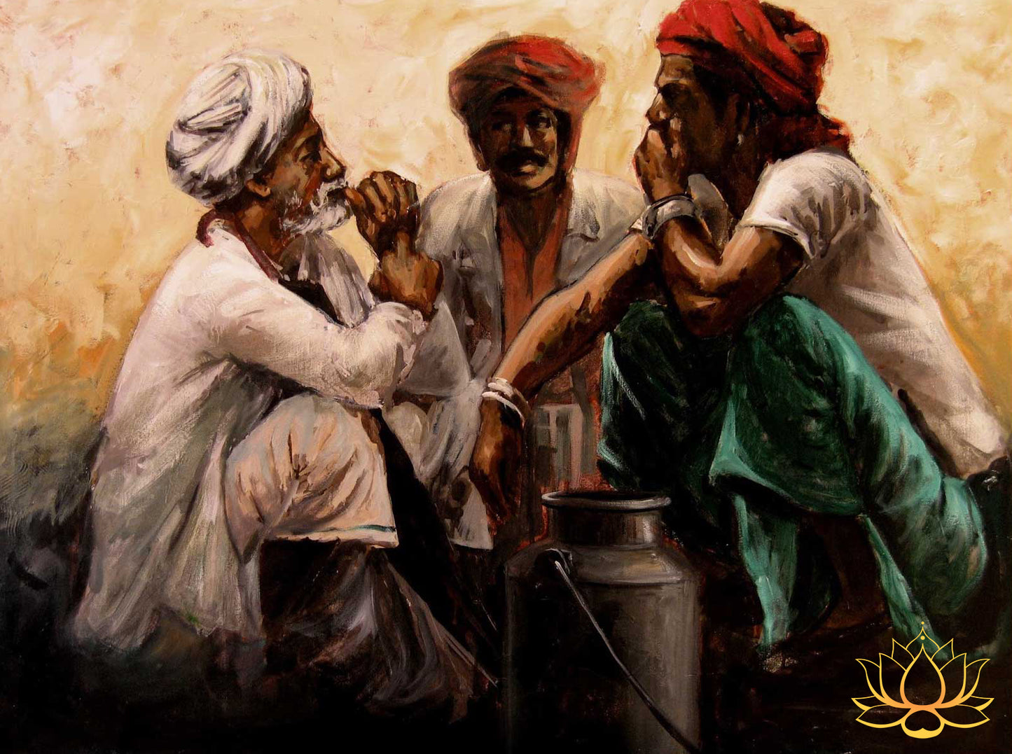 Rural Milkmen Engaged in Conversation  | Oil Painting | 40" x 30"