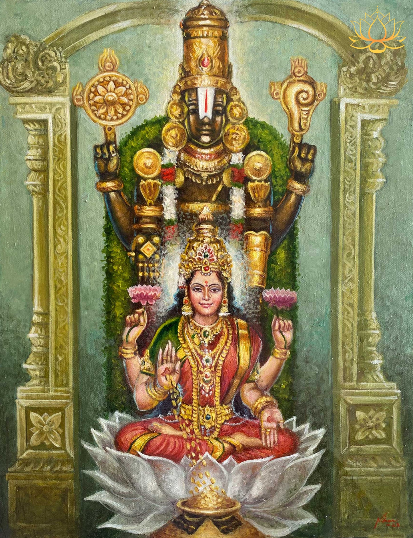 Shri Lakshmi Vishnu | Oil painting | 11" x 15"