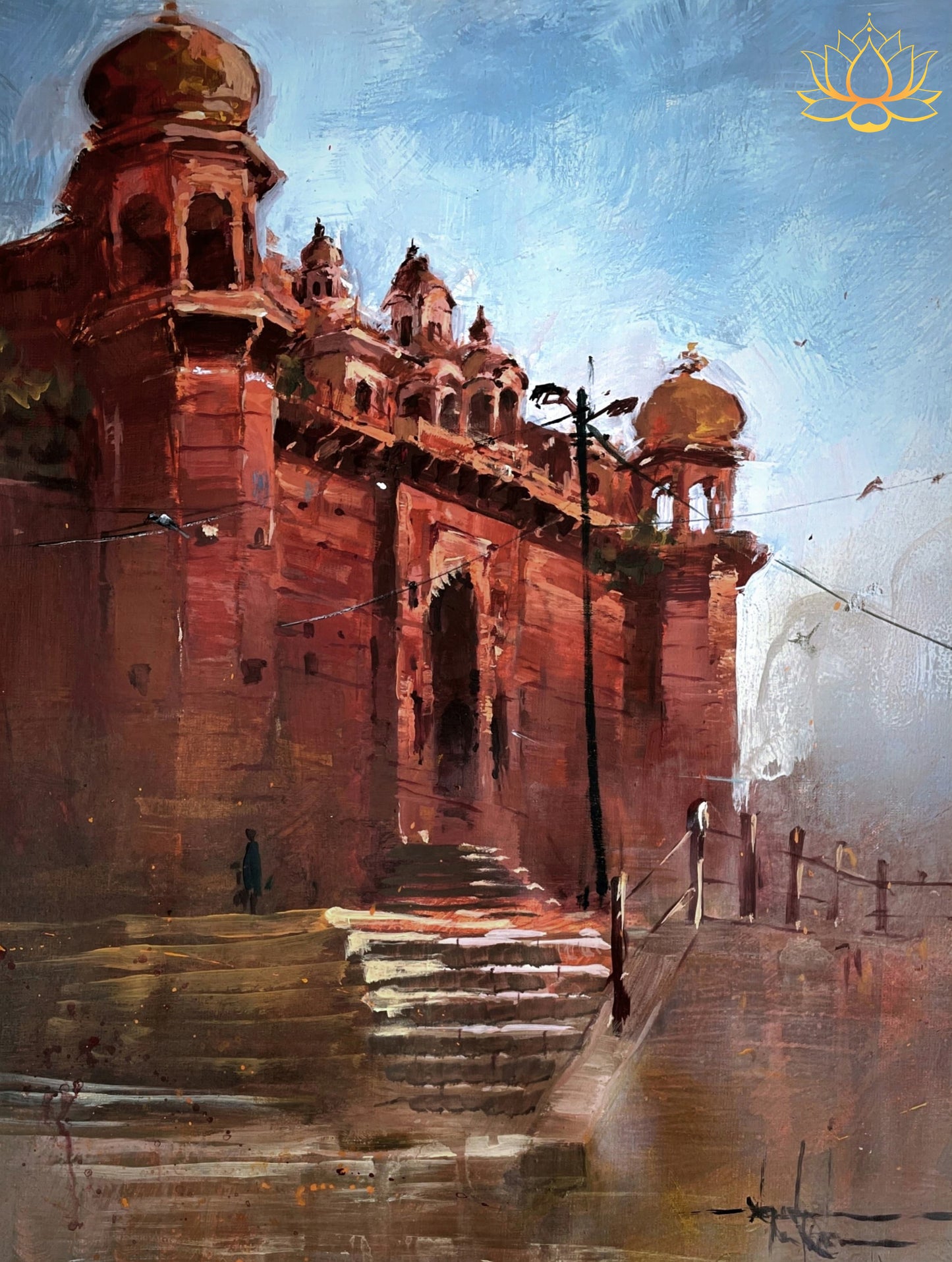 Chet Singh Ghat in Varanasi | Acrylic Painting | 11"x 16"