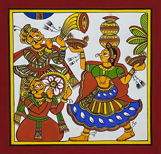 Vibrant Traditional Indian Folk Art | Phad Painting | 10" x 10"
