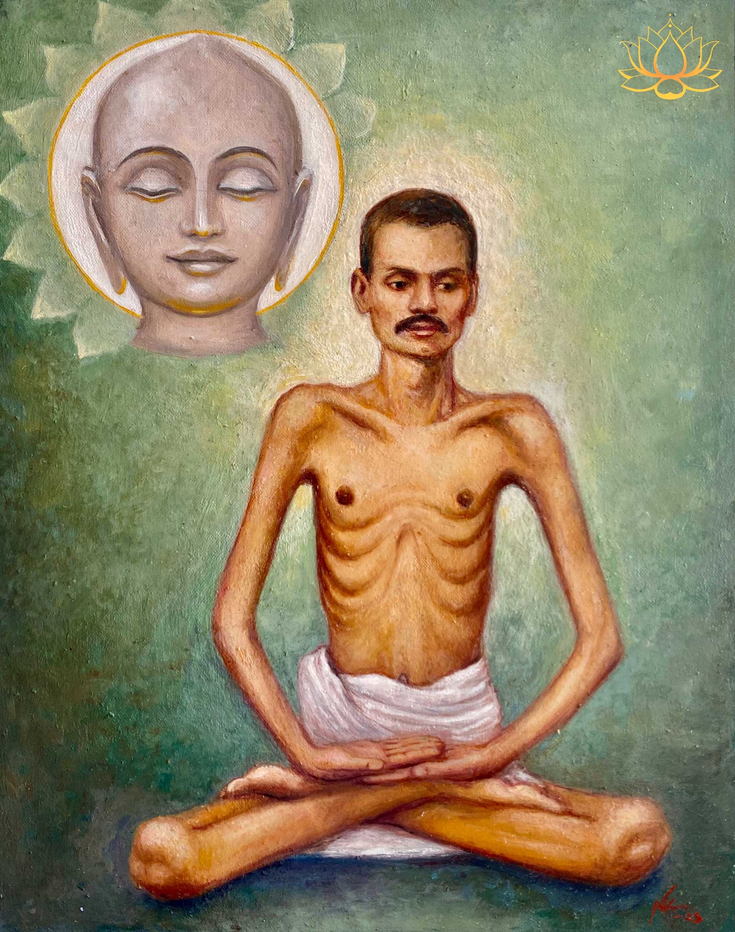 Shrimad Rajchandra | Oil Painting | 11" x 15"